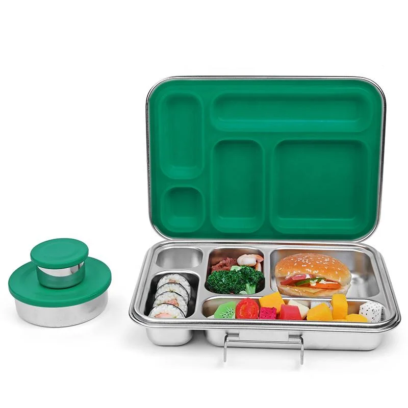 Oumego Hot Sale 2 5 Compart Stainless Steel Metal Tin Outdoor School Office Kids Children Reusable Insulated Bento Lunch Box
