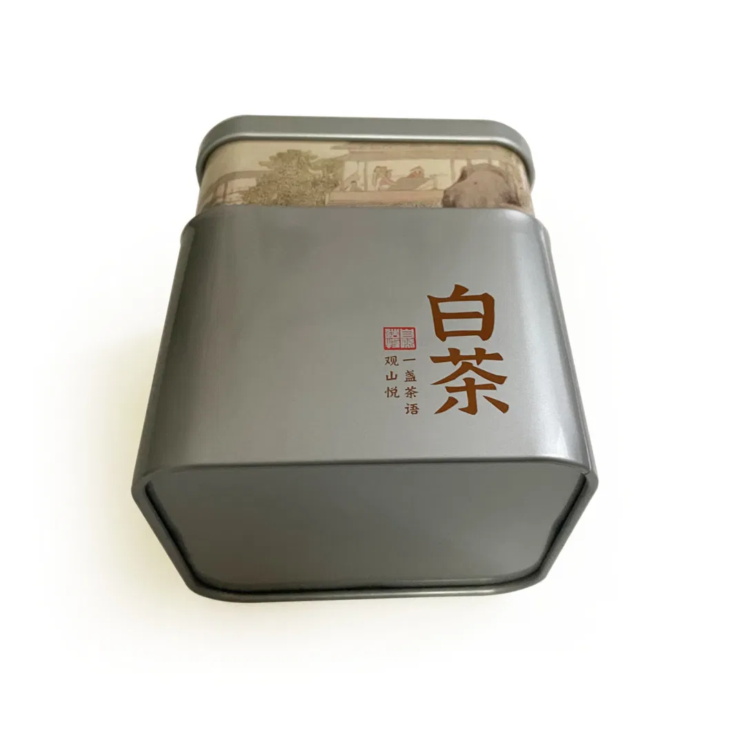 Tinplate Tea Box Rectangular Metal Tea Tin Empty Tea Packaging Box