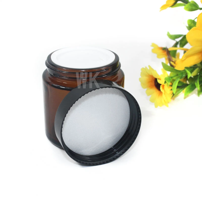Empty 30ml 60ml100ml Amber Round Glass Candle Jar Container with Metal Lid Candle Glass Jar