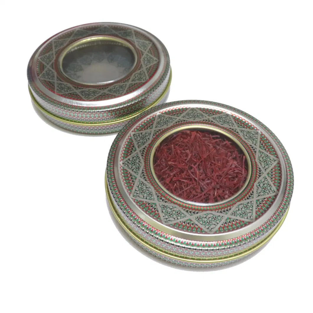 Custom Printed PVC Window Covering Tea Tin Saffron Iranian Gift Box