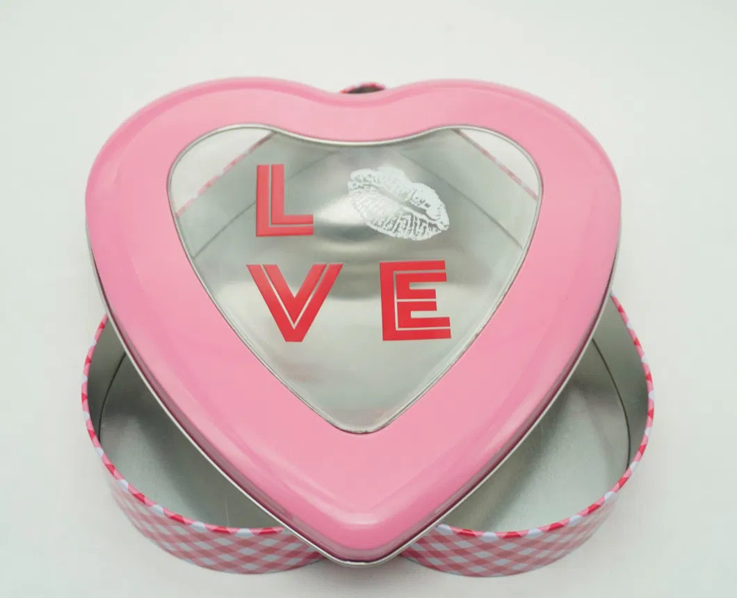 Heart-Shaped with PVC Window Gift Chocolate Candy Valentine&prime; S Day Tin Box