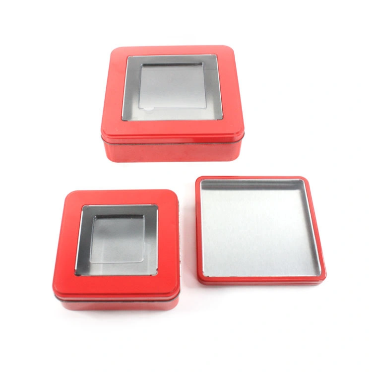 Custom Square Biscuit Cookie Packaging Health Products Storage Metal Gift Tin Box