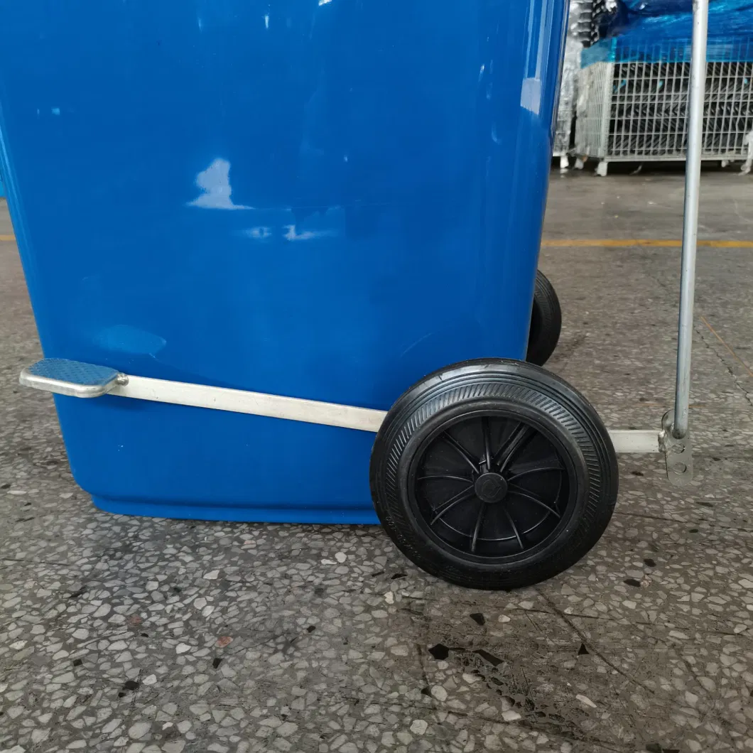 240L Virgin HDPE Customized Color Mobile Wheeled Recycle Plastic Dustbins Garbage Waste Bin Park Large Trash Can