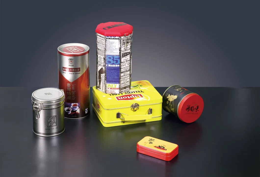 Factory Price Round Shape Tea Tin Can Metal Gift Box with Hinged Tin Tea Tin Box with Flush Lid Packaging Tin Box