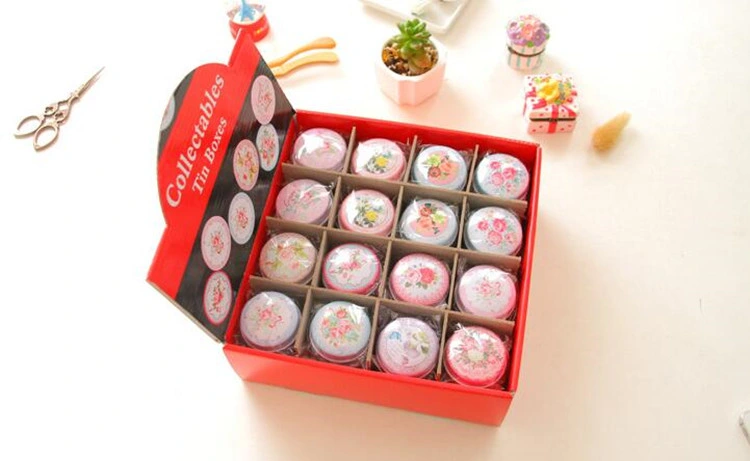 Pure and Fresh Flower Print Small Tin Box Kawaii Mac Cosmetics Trinket Organizer Mini Container for Tea Pill Coin Box