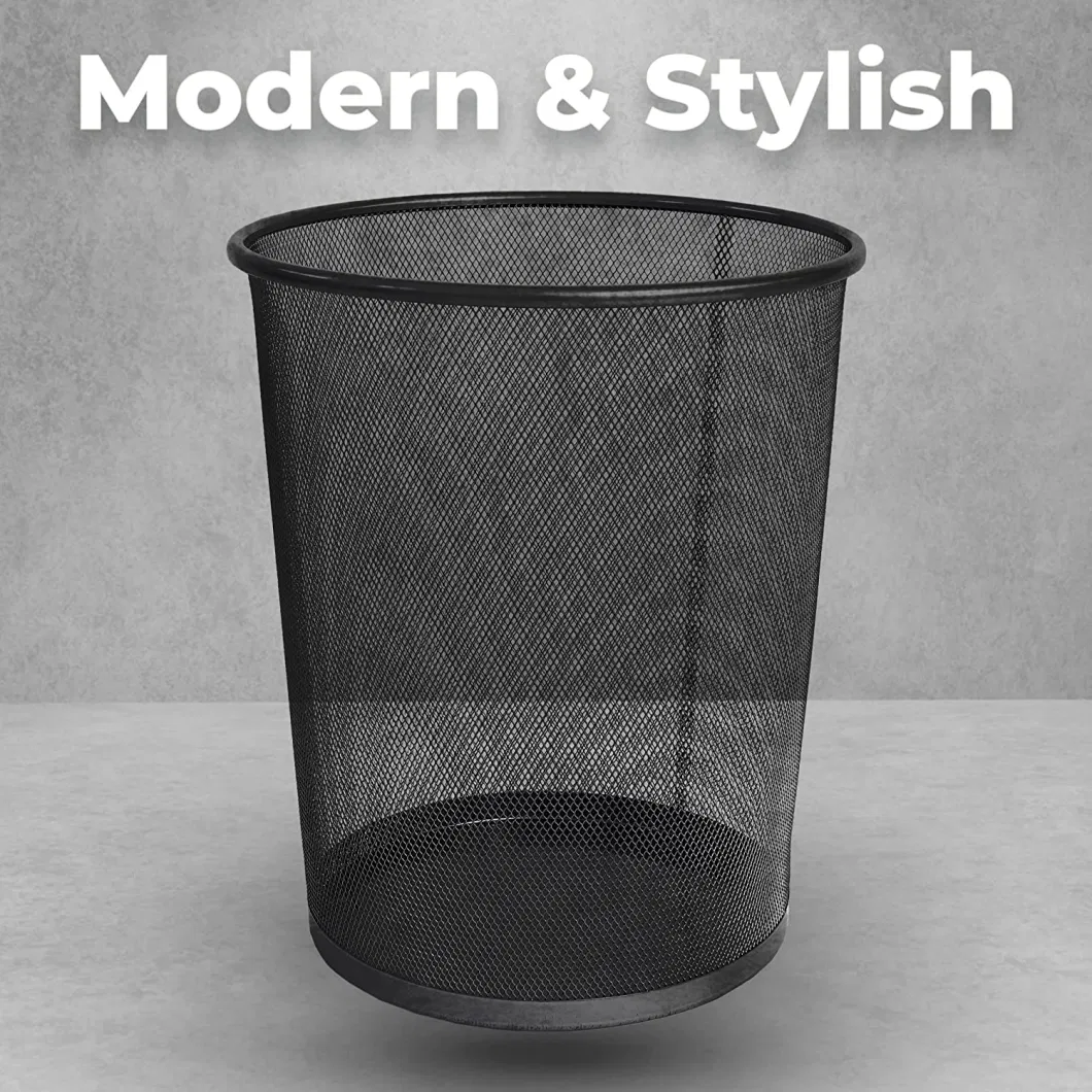 Black Mesh Square Lightweight Sturdy Desk Kitchen Recycling Trash Can