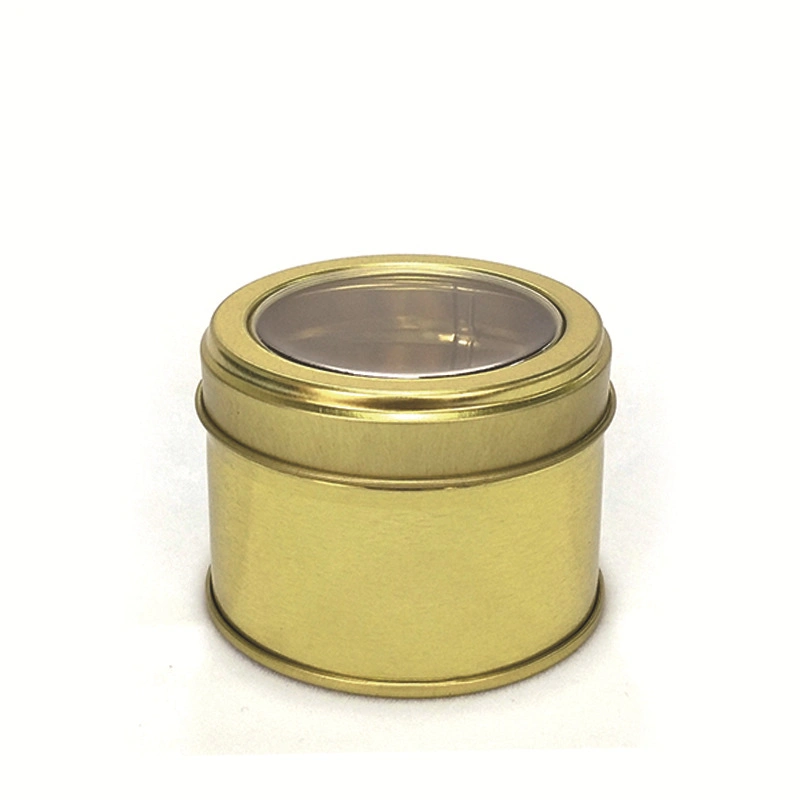 4oz Custom Round Gold Chocolate Biscuit Packaging Metal Tin Cans with Window
