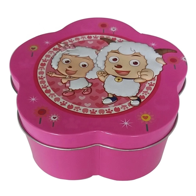 Bespoke Metal Tinplate Cute Flower Shape Tin Box for Candy Packaging