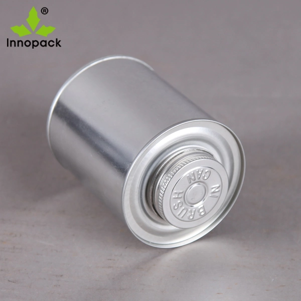 Small Round Metal Tin Can with Screw Top Rubber Brush Lid for Glue Solvent