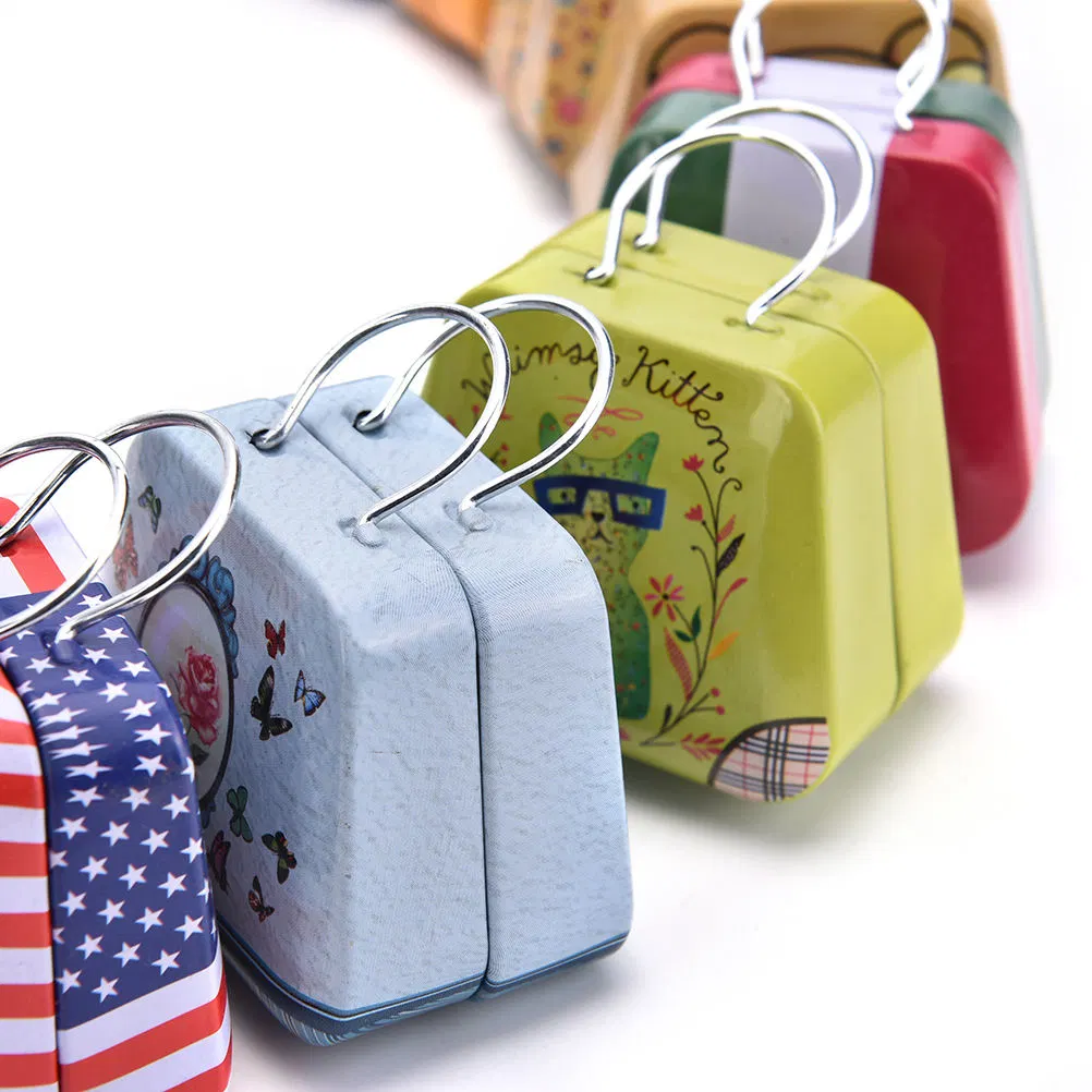 Mini Tin Box Retro Suitcase Handbag Small Rectangular Candy Box Small Tin Container 54*33*45mm