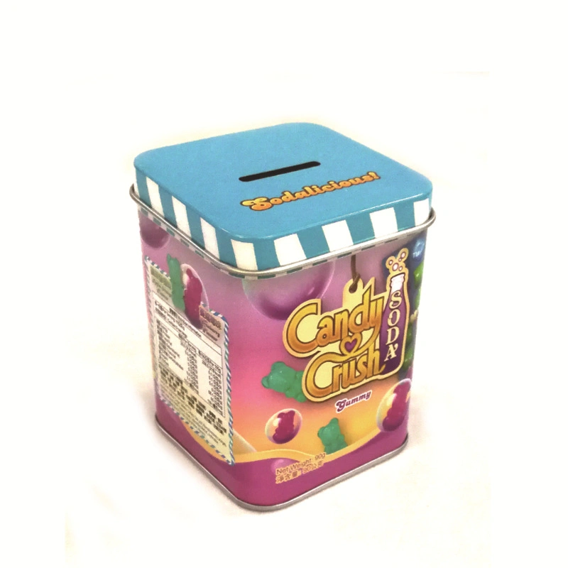 Custom Small Square Candy Green Tea Powder Packaging Matcha Tea Tin Can