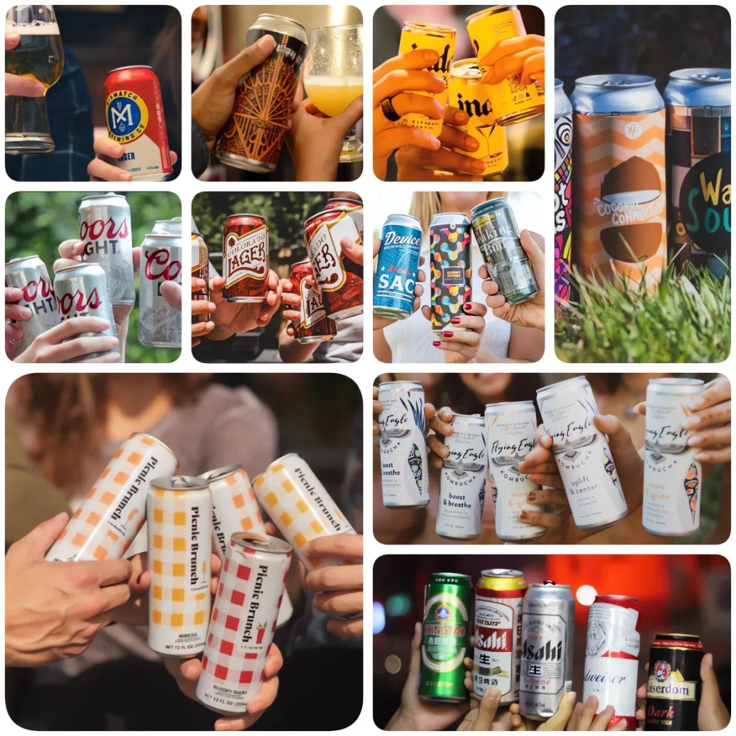 Slim 180ml 250ml Standard 330ml 500ml Sleek 355ml Beer Can Craft Brewery Aluminum Beverage Logo Printed Beer Juice Soda Drink Cold Coffee Metal Can