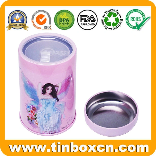 Double Lid Airtight Round Cosmetics Package Box Metal Tin with Soft Plastic Inserts for Face Mask Perfume Lipstick Gifts