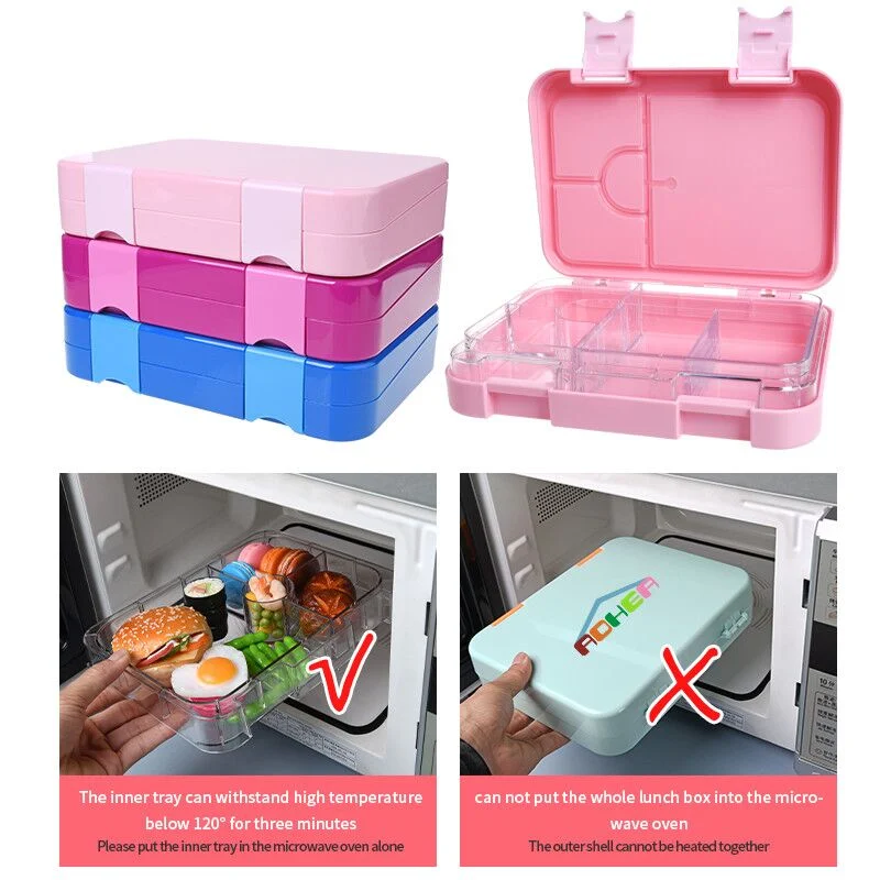 Aohea Children&prime;s Lunch Box with Compartments One Lock Easy Open Bento Box