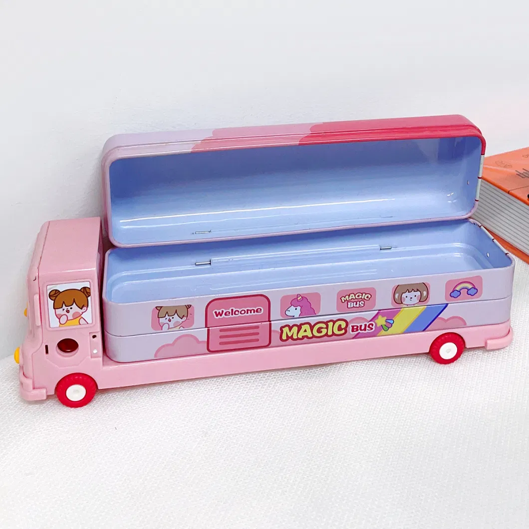 Creative Cute Multi-Functional Stationery Pencil Tin Box Small Train Shape