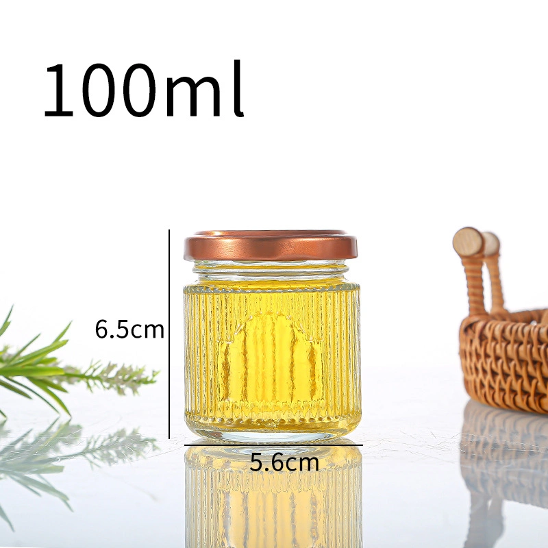 Vertical Stripes Design Glass Packaging Jars with Tinplate Lids