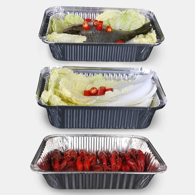 Square Aluminum Foil Insulation Tin Foil Box Disposable Takeaway Packaging