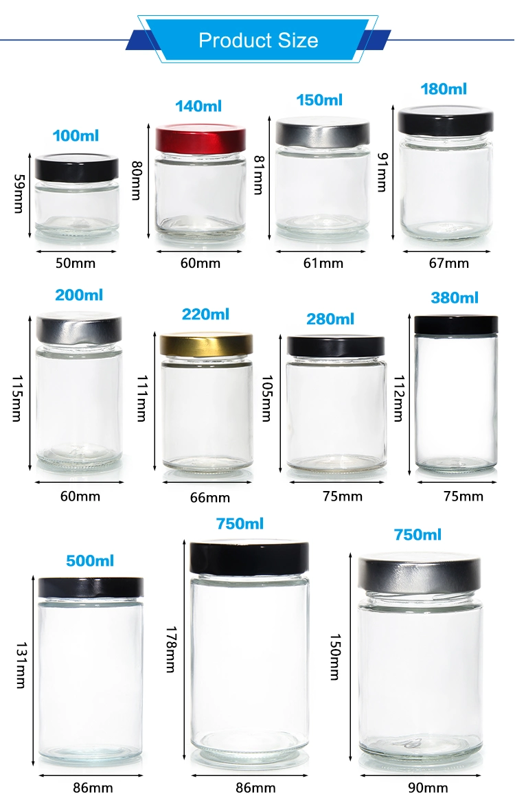 New Design 8oz 9oz 10oz 16oz 32oz Frasco De Vidrio Juice Jam Jar with Lids