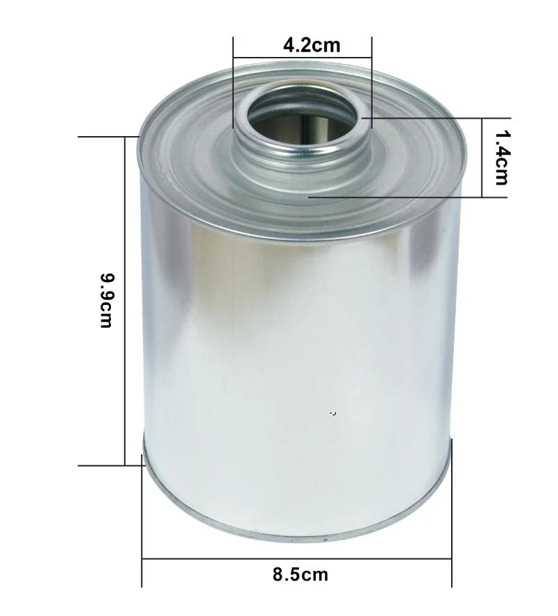 4oz, 8oz, 16oz, 32oz Empty PVC/ UPVC/ CPVC Glue Monotop Tin Can, Screw Top Round Metal Tin Can with Ball Dauber.