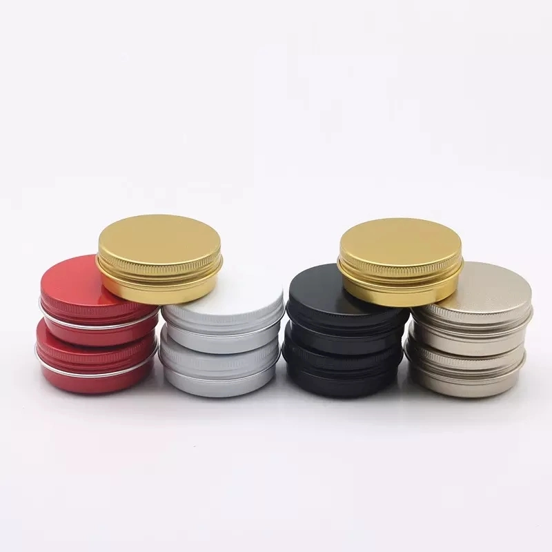 15g 30g 1oz 2oz Rose Gold Black Pink Aluminum Tin Jars Round Cosmetic Sample Metal Container for Lip Balm, Salve