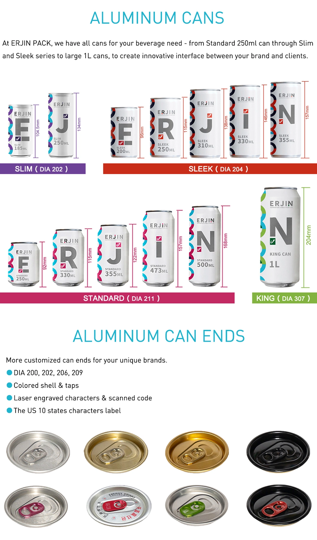 Large 1L Aluminum Beverage Cans for Beer Energy Drinks