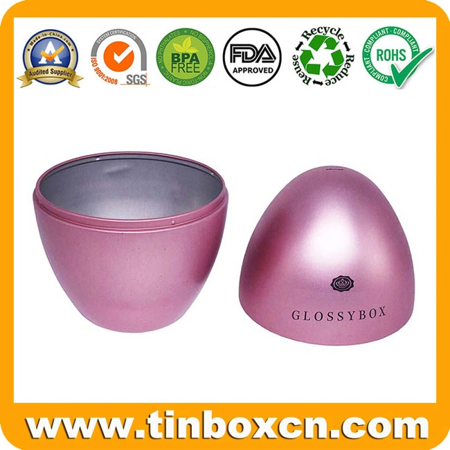 Decorative Horizontal Cut Metal Egg Shaped Chocolate Candy Confectionery Tin Box for Christmas Gift