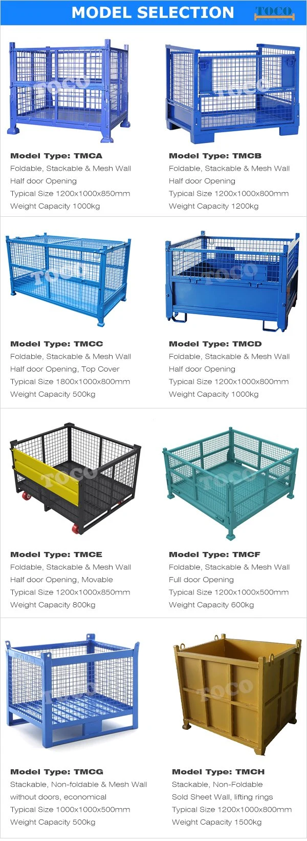 Factory Supply CE Certified Foldable Stackable Customized Steel Metal Box Container Cage