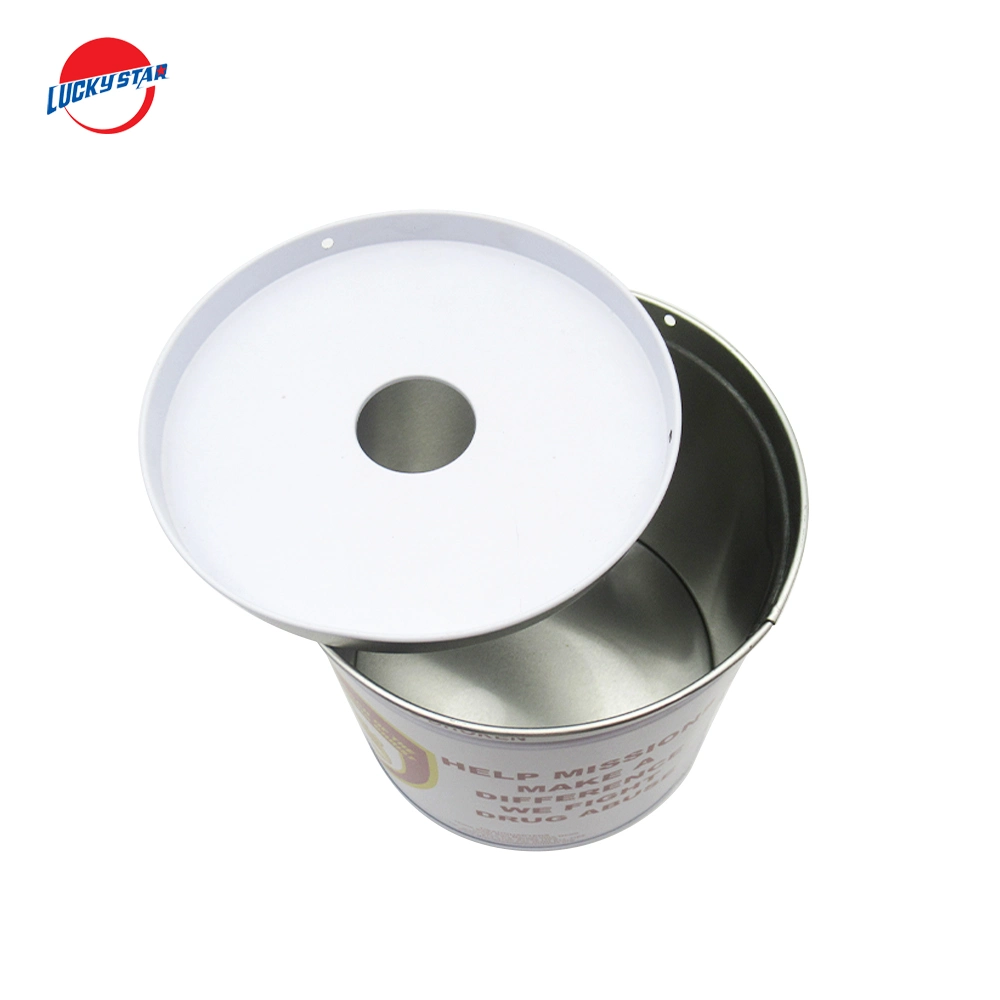 Promotional Metal Tinbox Cylinder Shaped Packaging Material Customized Logo