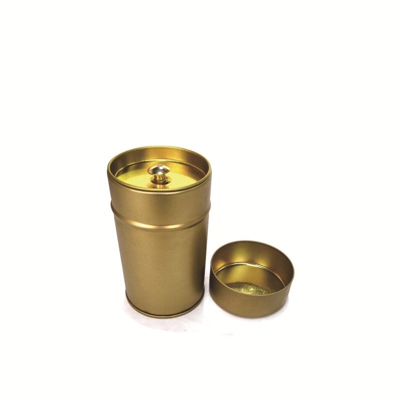 Custom Small Round Airtight Double Lids Herb Jasmine Tea Tin Canister