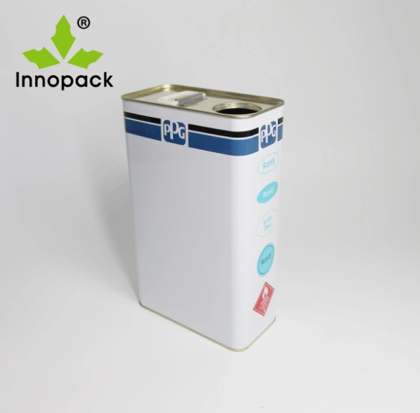 Rectangular Color Coated Oil Tin Can 3L Oblong Metal Can with Lid Used for Chemical Oil Thinner