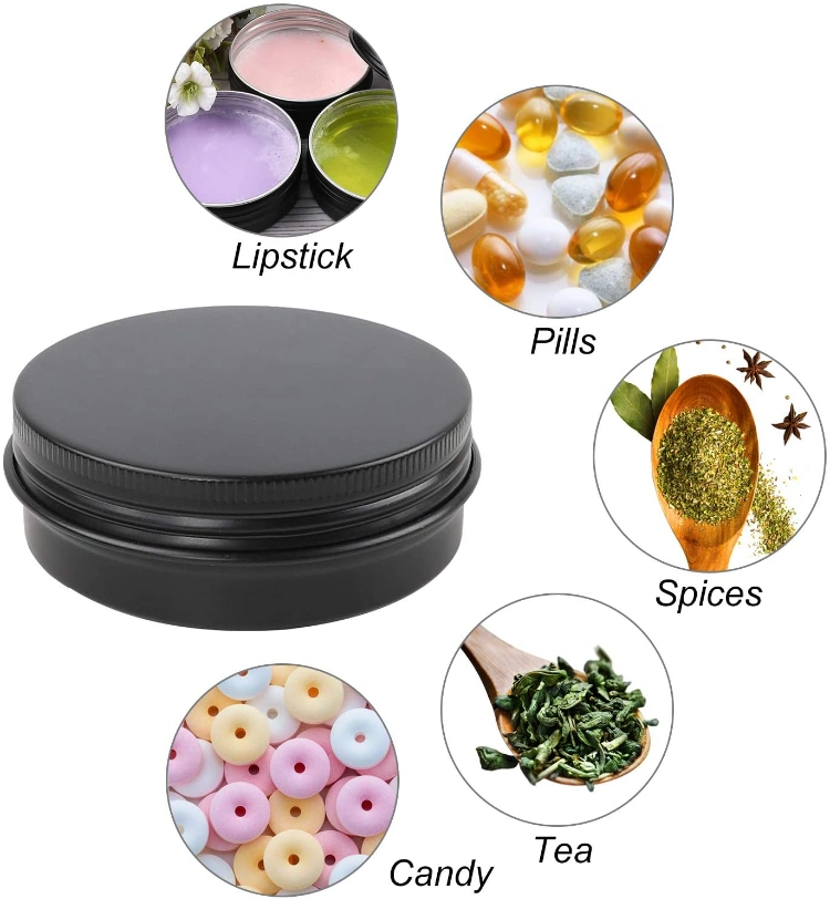 Round Silver Aluminum Metal Tin Storage Jar Containers with Secure Screw Top Lids for Cosmetic, Lip Balm, Salves, Candles, Skin Care and Tea