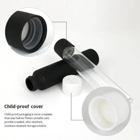 120mm Child Proof Packaging Matte Black Borosilicate Glass Doob Tube