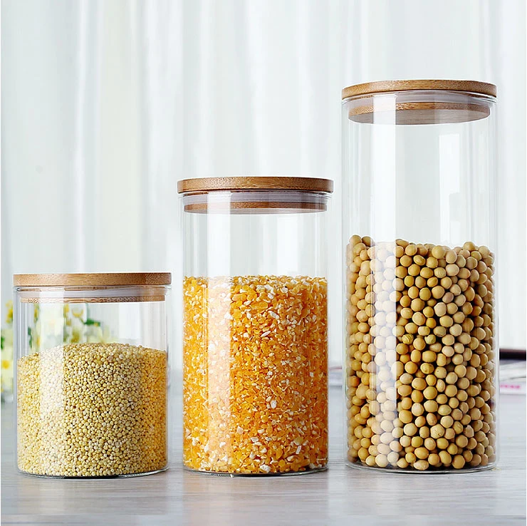 Factory Price Household Kitchen High Borosilicate Glass Storage Jars Clear Food Storage Glass Canister Container with Metal Lid