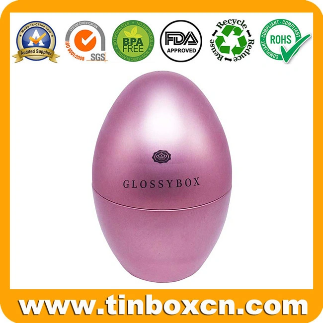 Decorative Horizontal Cut Metal Egg Shaped Chocolate Candy Confectionery Tin Box for Christmas Gift