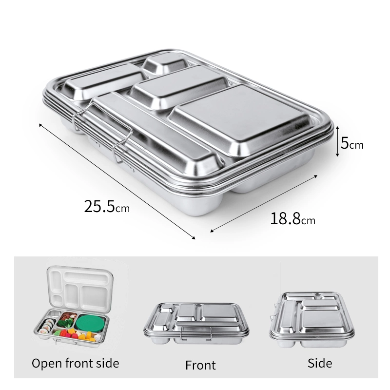 Aohea Kids Tin Lunch Box 5 Sections Bento Box Plant Stainless Steel Bento Lunch Box