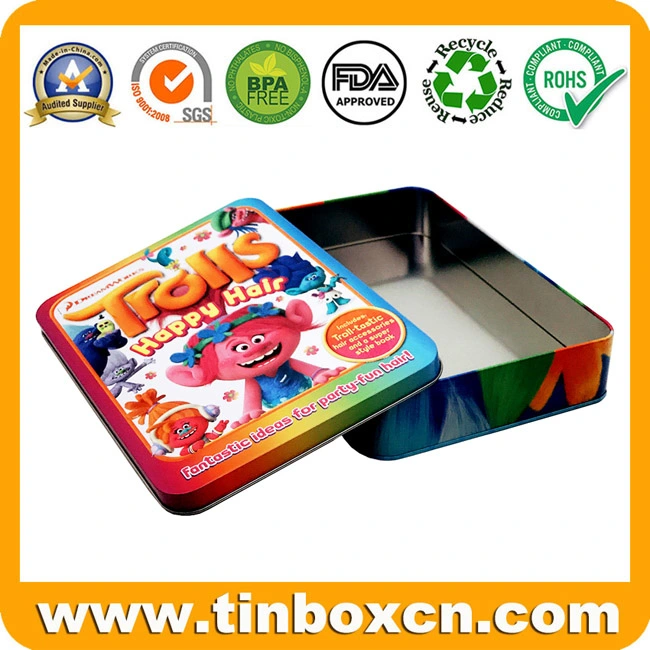 Embossed Rectangular Gift Packaging Metal Tin Box for Kids Toys