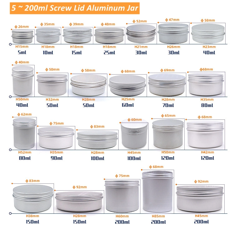 Wholesale Round Aluminum Metal Candle Tin Can Aluminum Cosmetic Jar for Cream
