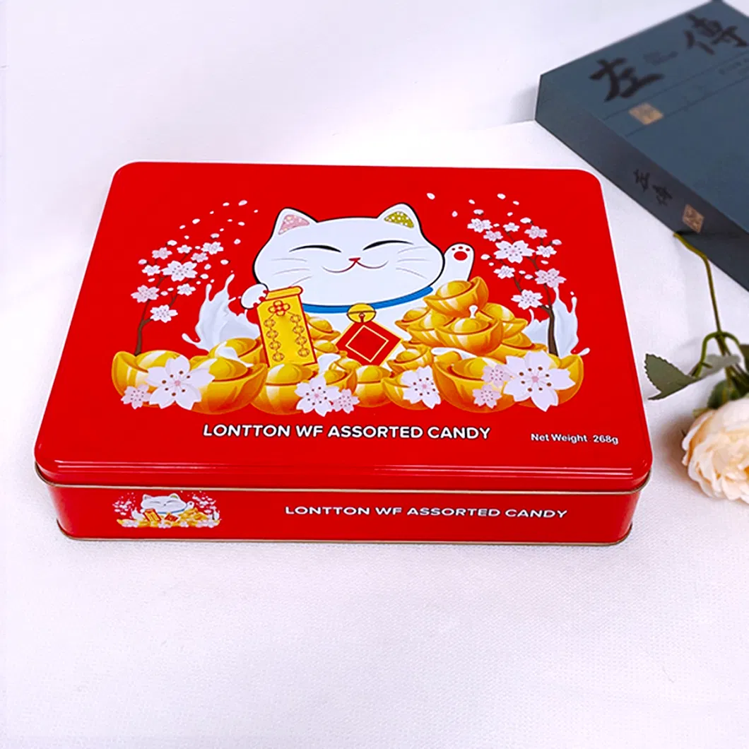 New Square Fortune Cat Assorted Biscuit Gift Box Food Grade Tin Box
