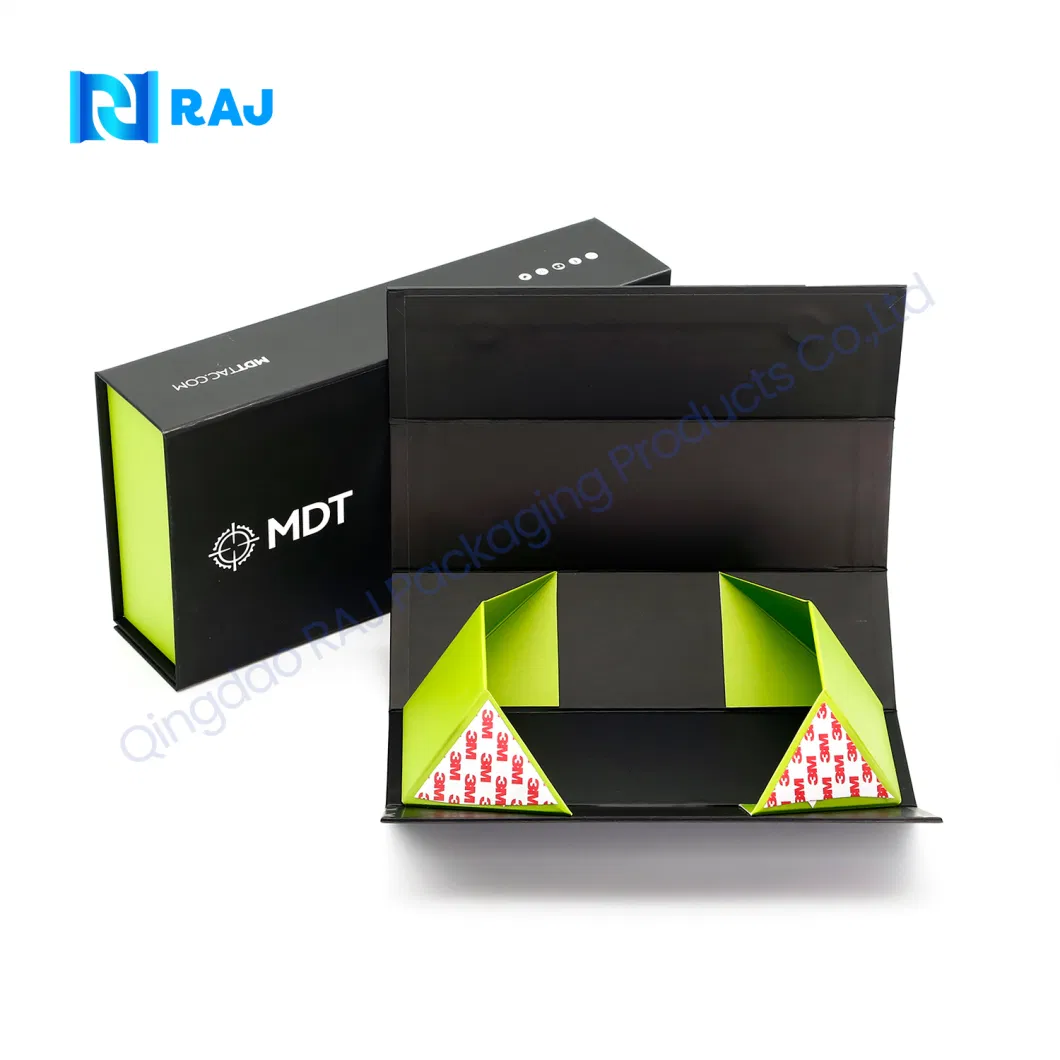 Custom Color Printing Luxury Fashion Flat Packing Folding Foldable Rigid Cardboard Carton Magnetic Paper Packaging Gift Present Shipping Storage Box with Ribbon