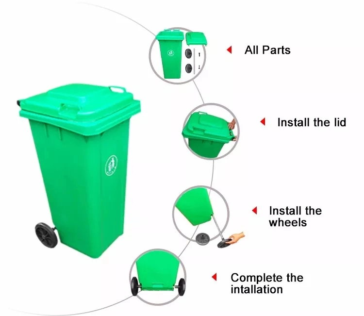 High Quality Green Recycling Plastic Trash Can Rectangular Trash Can Trash Can