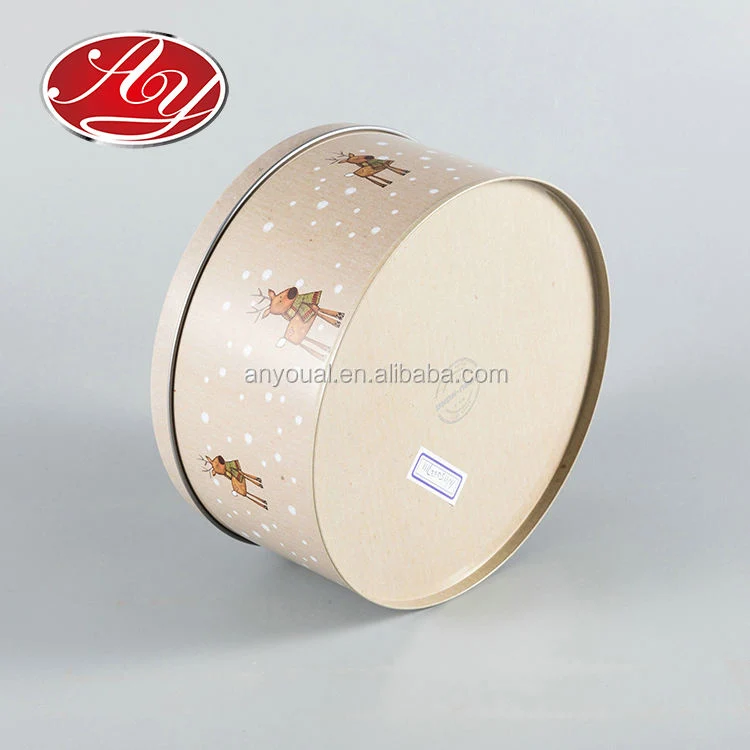 Three-Piece Christmas Elk Round Food Gift Candy Metal Large Tin Box