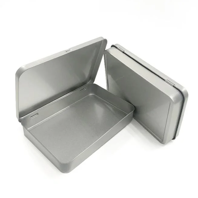 Metal Rectangular Empty Hinged Tins Box Container for Tea Candy