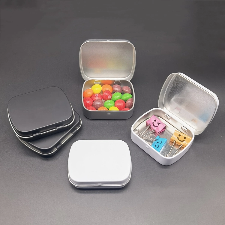 Custom Printed Metal Hinged Mini Small Chewing Gum Mint Candy Tin Box