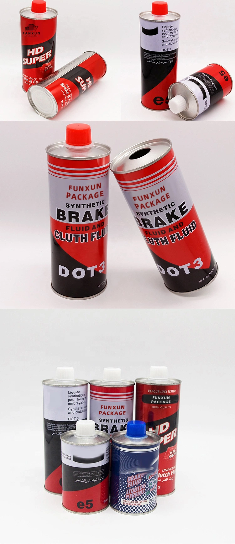 Wholesale Engine Oil Can Brake Fluid Cans Cmyk Lubricants Oil Tin Cans Customized Metal Motor Oil Tin Can Packaging