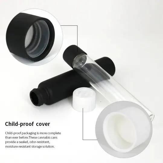 Glass Packaging Childproof Tubes Glass Tube with Child Resistant Black Cap