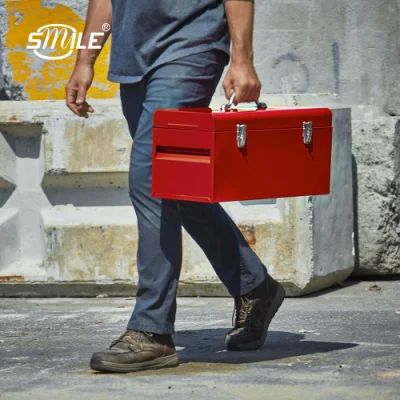 Cassetta attrezzi piccolo Organizzatore in metallo portatile Red Toolbox TractorTruck Bed Custodia