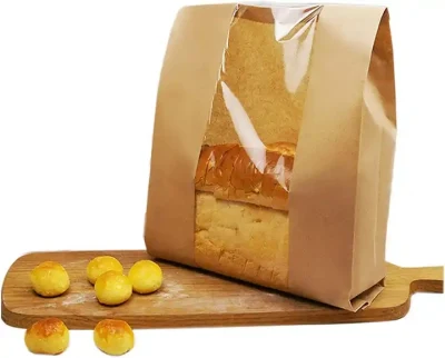 Sacchetti di carta per pane riutilizzabili Toast Print Custom Grade per alimenti Confezione con fascetta a stagno
