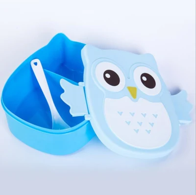 Carino carino cartoon Owl pranzo in plastica scatola portatile Bento Box Contenitore per alimenti