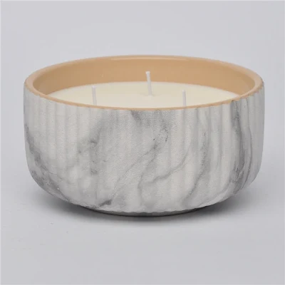 Contenitore a candela leggero per tè in marmo matté con decorazioni domestiche moderne Vasetto di candele decorative in ceramica
