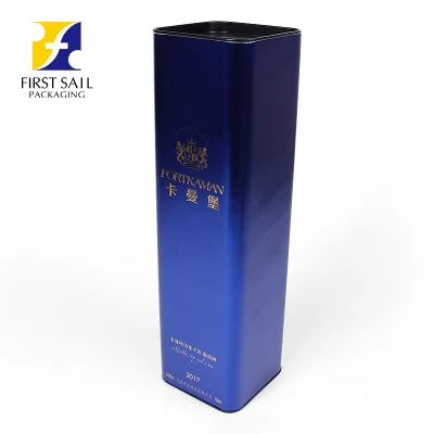  Confezione di carta blu per tubo di carta per stampa FSC eco-friendly 4c Per vino con coperchio in metallo